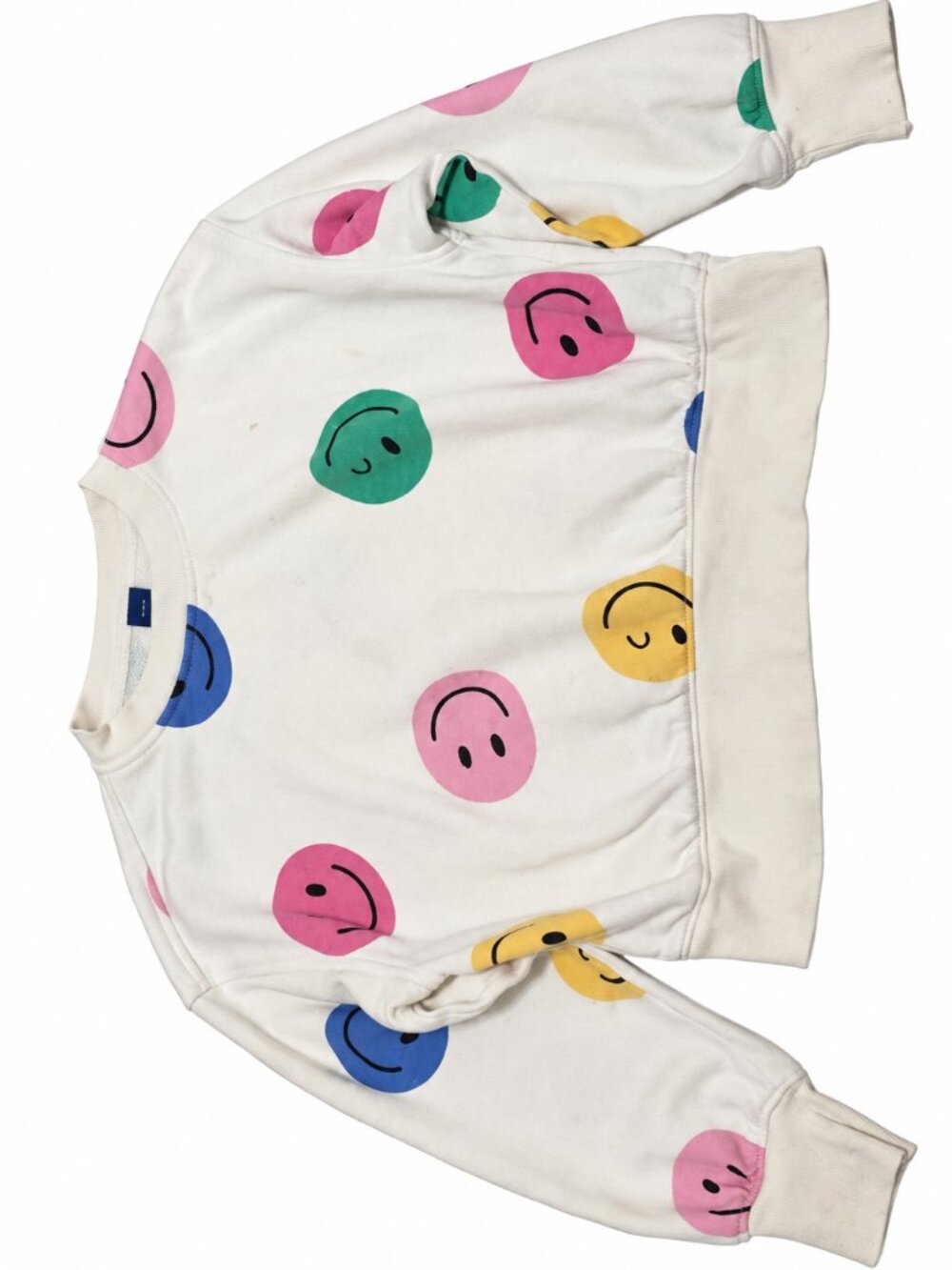 Old Navy Girls Cream Multicolor Smiley Face Print Sweatshirt Size 8